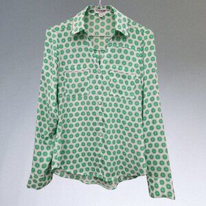 Express Lime Print Button-up Blouse